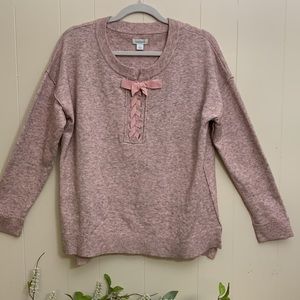 Sundance ~ Pink Ribbon Lace Front Sweater ~ Small